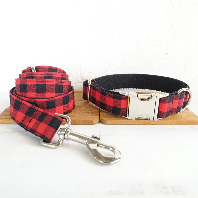 Collar Leash Персонализированные Выгравированные ошейники для собак бант и поводок набор красный нейлон ошейники для щенков шнур для поводка для маленьких средних и больших собак регулируемый - Цвет: Collar Leash