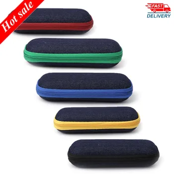 

New Case Protector Box Glasses Box Denim Fabric Zipper Sunglasses Protection Crush Resistance Container Holder Case Glasses Case