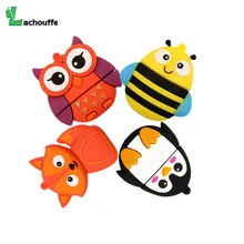 Мультяшная USB флеш-карта памяти 64 ГБ, животные, сова, пчела, лиса, пингвин, USB флеш-накопитель 128 ГБ, флеш-накопитель 8 ГБ, 16 ГБ, 32 ГБ, флеш-накопитель