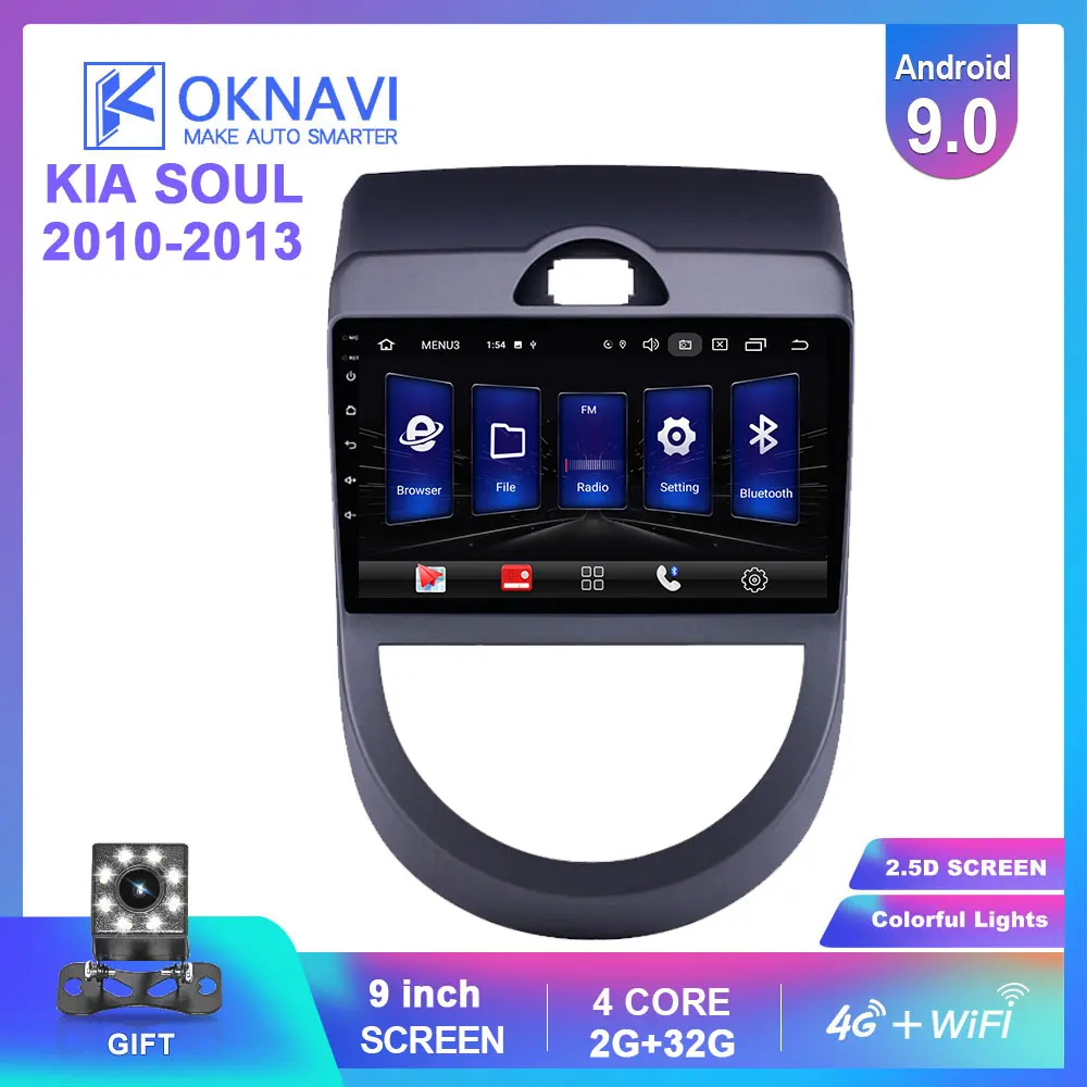 OKNAVI Android 9.0 Car DVD Multimedia Player For KIA Soul 2010 2011 2012 2013 GPS Multimedia Player Navigation Radio 4G WIFI