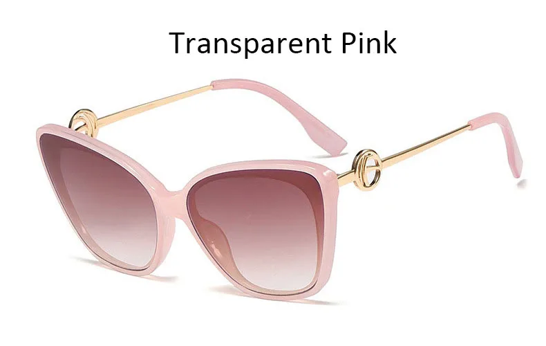 Transparent Pink Брендовые женские солнцезащитные очки кошачий глаз, металлическая оправа, Модные Винтажные женские солнцезащитные очки кошачий глаз, Женские винтажные градиентные сексуальные солнцезащитные очки - Цвет линз: Transparent Pink