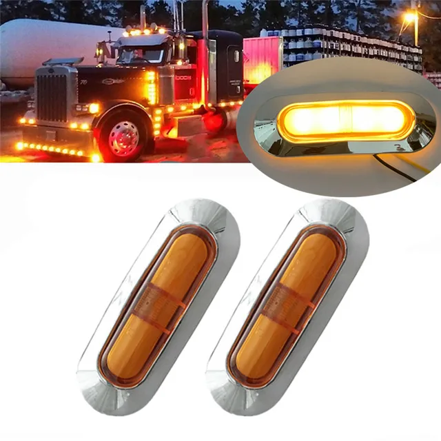 2PCS LED Side Marker Lights Trailer Lights Truck Lighting 24v Truck Marker Lights Amber 4LED Light For Trucks