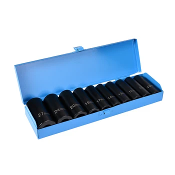 

10pcs Drive Deep Impact Socket Set Heavy Metric Garage Tool For Wrench Adapter Hand Tool Set 10/11/12/13/14/17/19/22/24/27mm