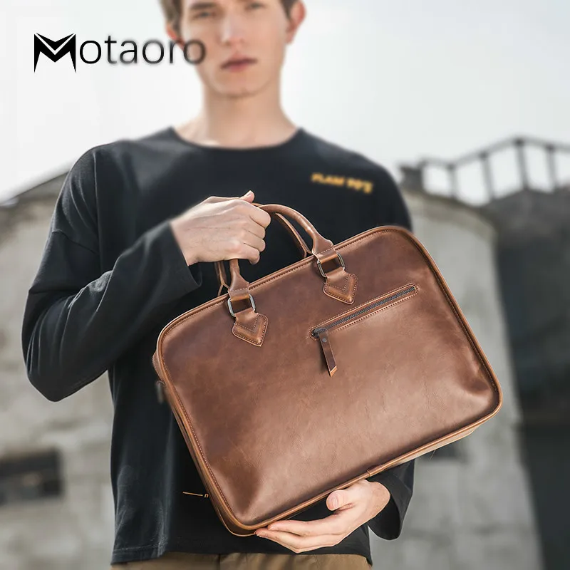 Neue Leder Manner Aktentasche Vintage Geschaft Braun Schulter Herren Laptop Tasche Mann Buro Taschen Fur 13 3 Zoll Macbook Air Bolso Hombre Aktentaschen Aliexpress