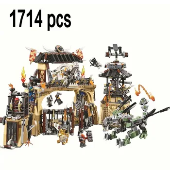 

1714PCS Ninja The Dragon Pit Prison Hunters Golden Samurai Compatible Lepining Model Building Blocks Toys Bricks Gift
