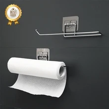 Self-Adhesive Towel Holder Roll Paper Holder Punch-free Stand  Kitchen Storage Rack Door Hanging Hook Bathroom Accessories