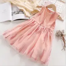 Платье с фатиновой юбкой с блестками для девочек; коллекция года; сезон весна-лето; Детские платья принцессы; модная высококачественная одежда для детей; платья