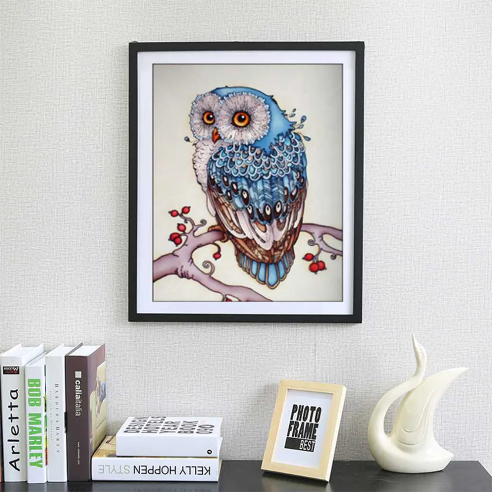 

2017 5D Full Diamond Plated 20*30cm Embroidery Animal Owl Pattern Painting Cross Stitch 5D DIY Diamond Painting for Living Room