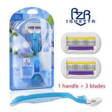 IGUETTA 2021Trendy Blue Manual Trimmer Safty Razors Armpit and Legs Hair Private Parts Rubber Comfortable Female Shaving Razor