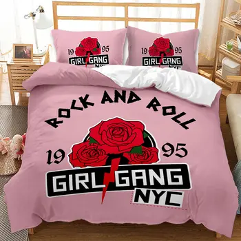 

Rose Flowers Duvet Cover Double Bed Quilts Princess Bedding Set Queen King Size Pink Bedclothes Girls Bedroom Home Textiles