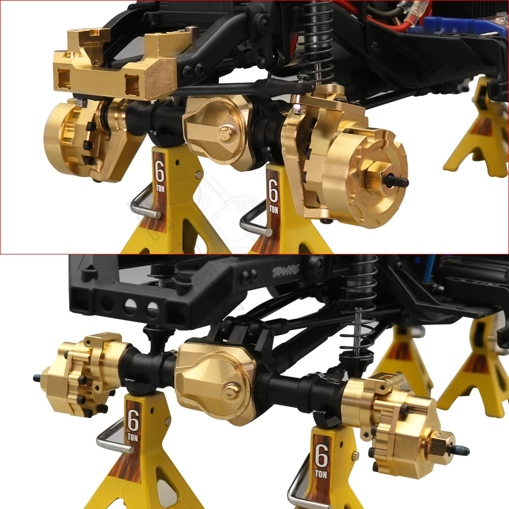 Hochleistungs-Gegengewichtssatz aus Messing, Portal-Antriebsachsgehäuse, Stoßstangenhalterung für 1/10 RC Cwawler TRX4 TRX6 Upgrade-Teil – Detail 1