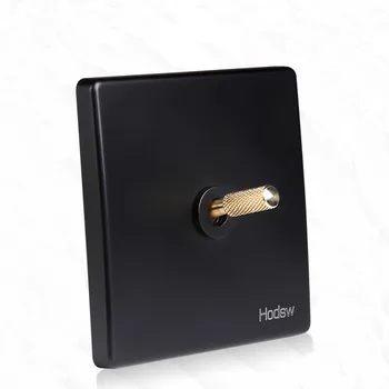 

High Quality 86 Type Black Switch Brass Threaded Rod Toggle Switch 1-4 Gang 2 Way Wall Lamp Switch 10A 220V