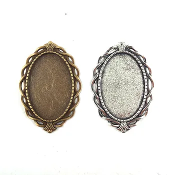 

10pcs/lot Antique Silver Plated Brooch Findings with 20x30mm Oval Blank Bezel-Safety Pin Fastening