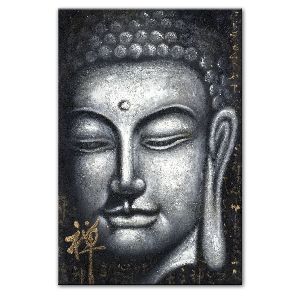 Vintage Sliver Buddha Oil Paintings Print On Cnavas Art Prints Chinese Style Buddhism Canvas Art Prints Wall Pictures Home Decor