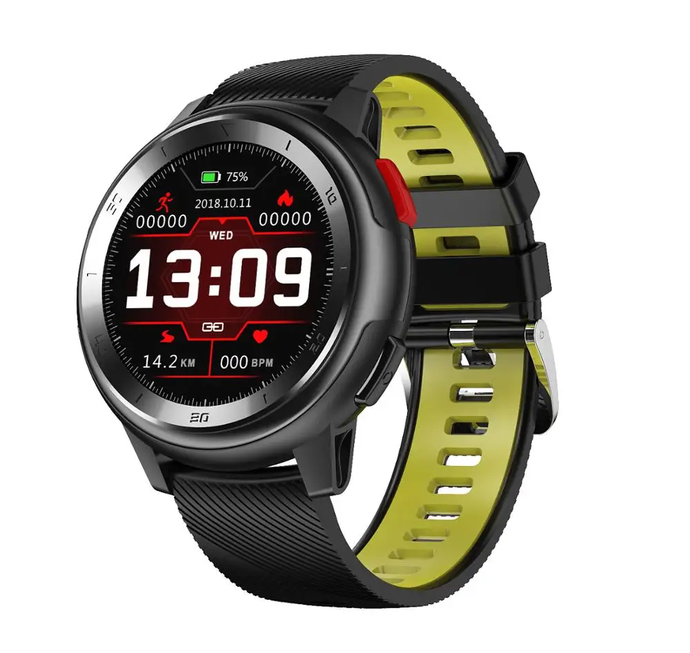 UTELITE DT68 Smartwatch HD Full Touch круглый экран браслет IP68 Водонепроницаемый фитнес трекер ЭКГ сердечного ритма спортивные часы браслет - Color: Yellow