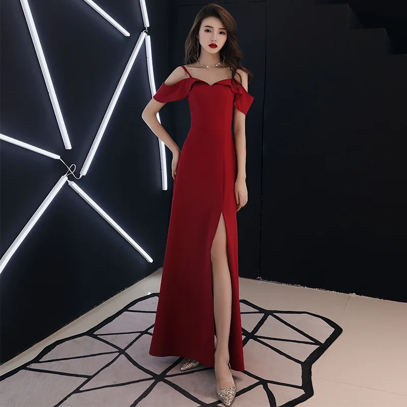 

Dress for Toast Bride 2019 New Style Marriage Formal Dress Nobility Slimming Simple Glorious Long Camisole Usually Wearable Wome