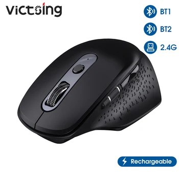 

VicTsing PC253 Wireless Bluetooth Mouse Rechargeable Ergonomic Computer Mouse 8 Buttons 3200 DPI Thumb Scroll Wheel For Notebook