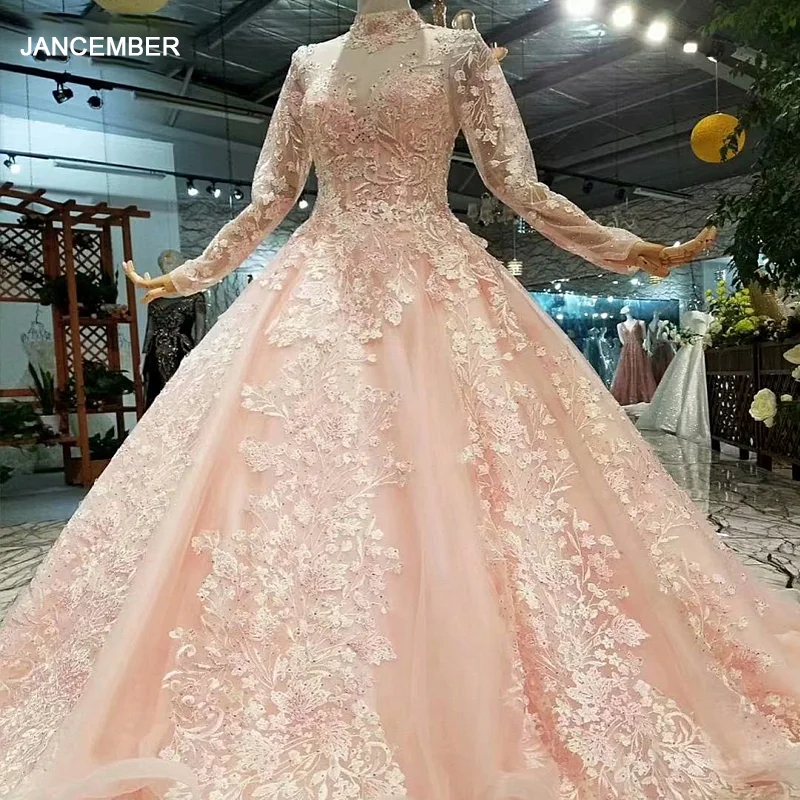 LS324749 светлые цветные девушки праздничные вечерние платья длинные тюлевые рукава