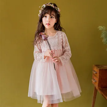 

YourSeason 2020 New Style Fashion Spring Autumn Girl Kids Mesh Patchwork Dress O Neck Cute Princess Lace Dresses For Girls Baby
