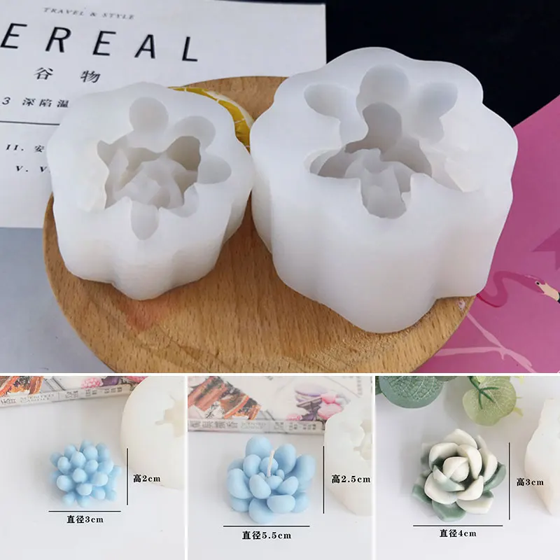 

3D Wax Candle Mold Succulent Plants Silicone Mold DIY Candle Clay Resin Plaster Chocolate Wax Mould Flower Decorative Molding