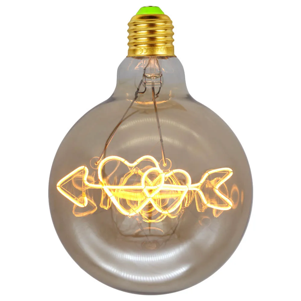 

G125 Arrow through Two Heart Edison Bulb LED Flexible Filament Vintage Retro Holiday Decorative Chandelier