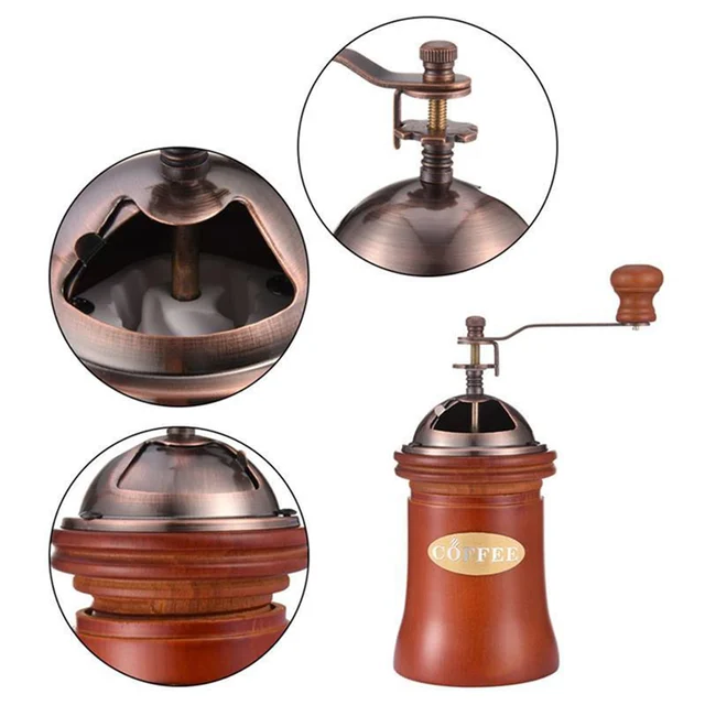 Manual Wooden Coffee Grinder Espresso Hand Grinding Machine Retro Style Coffee Bean Mills Burr Coffee Grinder Kitchen Tools
