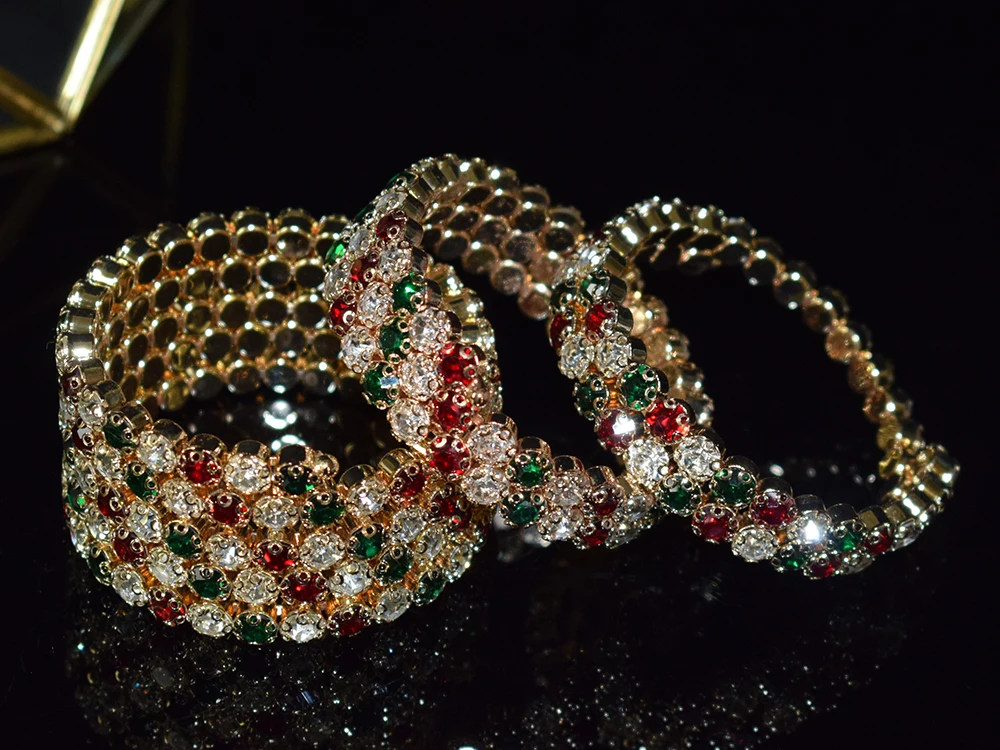 exaggerated Crystal Red white green Bracelets Women Rhinestone Bracelet Wedding Bracelet Pulseras Mujer Wedding Jewelry Gifts 6