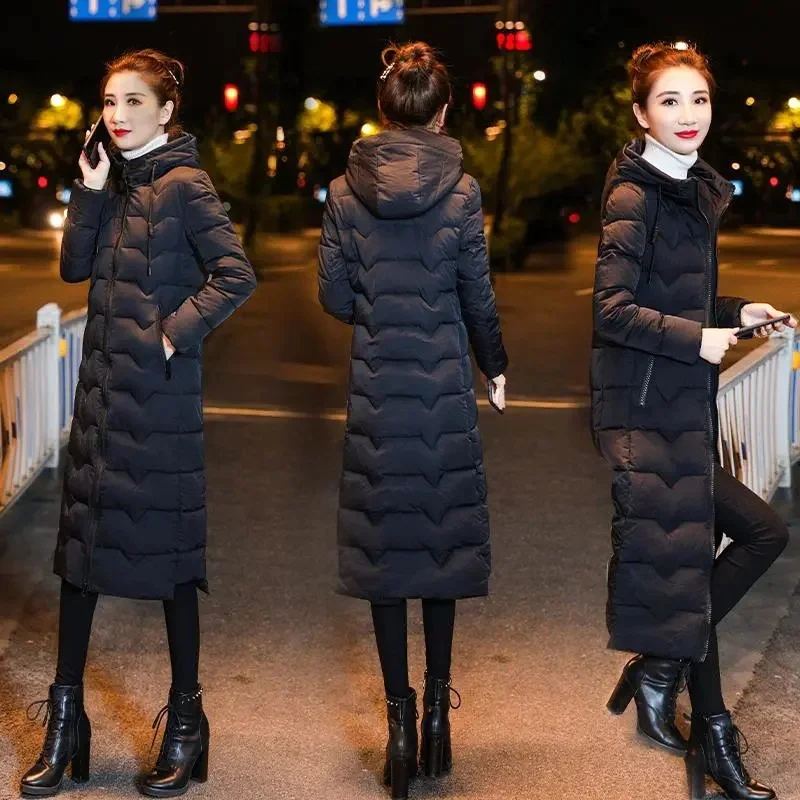 Cotton-Padded Jacket Women Mid-Length 2023 New Slim Winter Was Thinner Over The Knee Padded Coat Down Padded Jacket DA