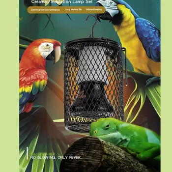 

New Pet Heating lamp Infrared Ceramic Light With Safety Cage Emitter Heat Lamp Pet Supplies Chickens Reptile Lamp 50W 110V/220V