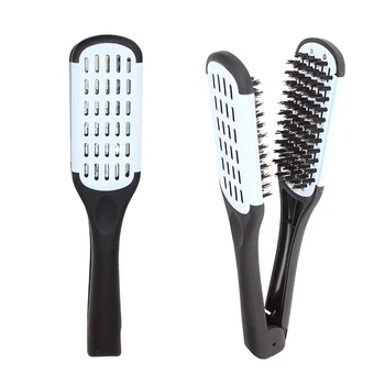 

Straight hair made V type splint comb hairdressing mane nylon comb double clip comb female men straight splint hairbrush