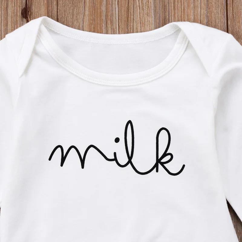 Baby Newborn Boy Girl Milk White Romper Tops Jumpsuit Clothes Outfit Lovely Baby Girls Clothes