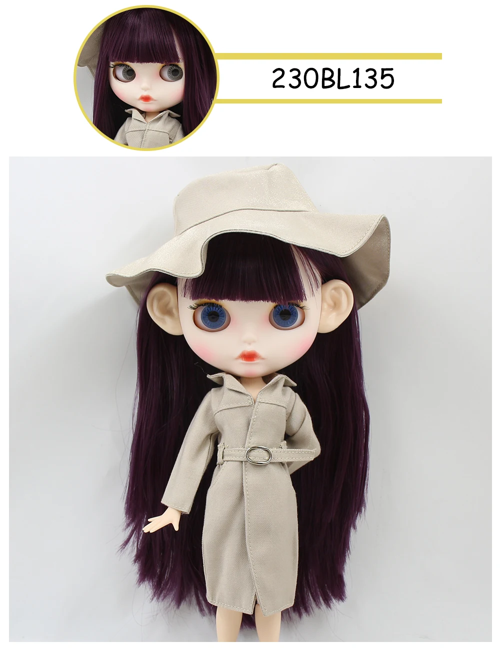 Juliet – Premium Custom Neo Blythe Doll with Purple Hair, White Skin & Matte Pouty Face 5