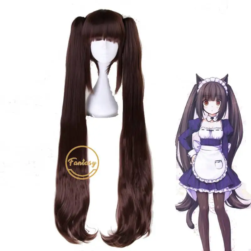NEKOPARA шоколадный парик для косплея ваниль темно коричневый прямой термостойкий