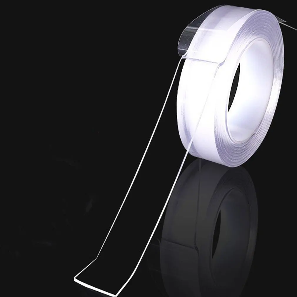 100cmx3cm Сильная лента сильный мыть наклейки с пунктом никаких следов Magic прозрачная защитная пленка с нано-двойная клейкая поверхность с двух сторон - Цвет: 100cmx3cm