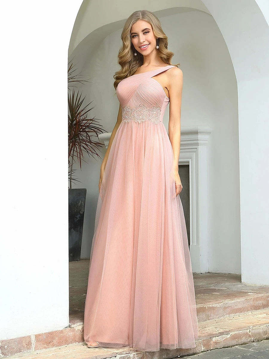 Ever Pretty Bridesmaid Dress Cute Sleeveless One Shoulder Ruched Bust 2021Communion Dresses Wholesale Vestidos De Gala EP00545PK | Свадьбы и