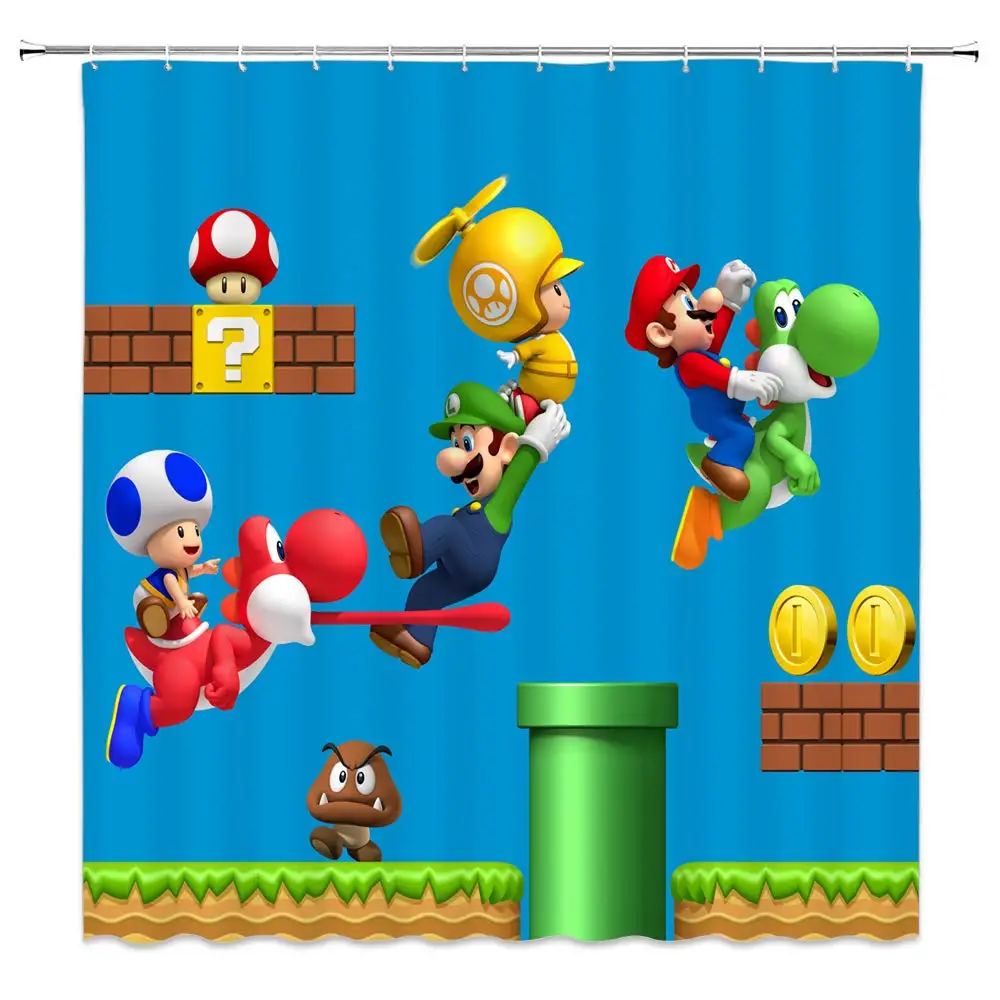 Super Mary Game Colorful Children Bathroom Decor Waterproof Polyester Shower Curtain | Дом и сад