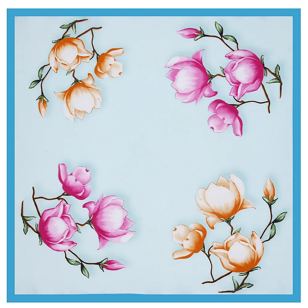 2019 новый модный квадратный шарф Бандана 53 см с цветком магнолии шелковый Женская