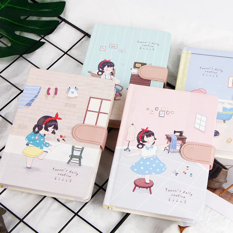 

Girl'S Heart Color Page Creative Notebook Hipster Beautiful Plan Hand Account Book Magnetic Snap Notebook