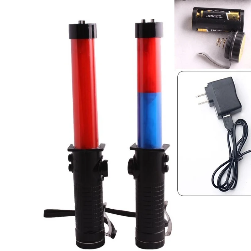 

29CM Multi-function Outdoor LED Traffic Baton Warning light Whistle Magnet Hook Buzzer Fluorescent Guide Rod