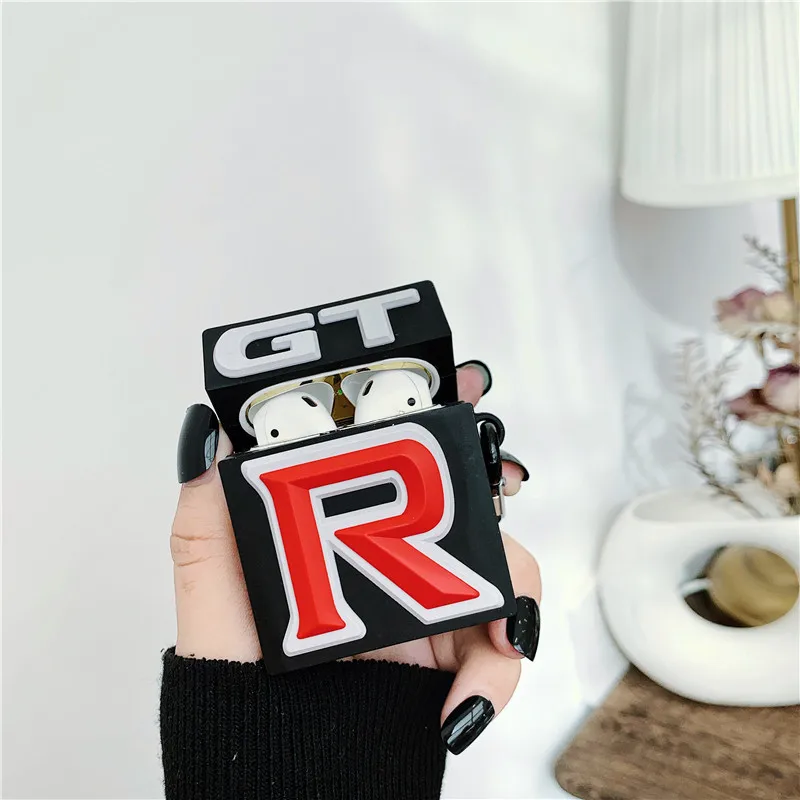 

For Airpods Protective Stereo Creative R Letter Silicone Headphone Case for Apple airpods Bluetooth Headphone Soft Case