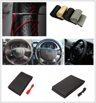

car auto DIY Braided Hand Sewing Steering Wheel Cover S M L Code Auto Parts for Renault Initiale Fluence Alpine Wind R-Space