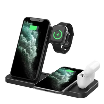 

15W 4 in 1 Fast Wireless Charger base Dock Station For iPhone 11 Pro Max XS XR 8 Apple Watch 5 4 3 2 AirPods 3 2 1 Charging Pad