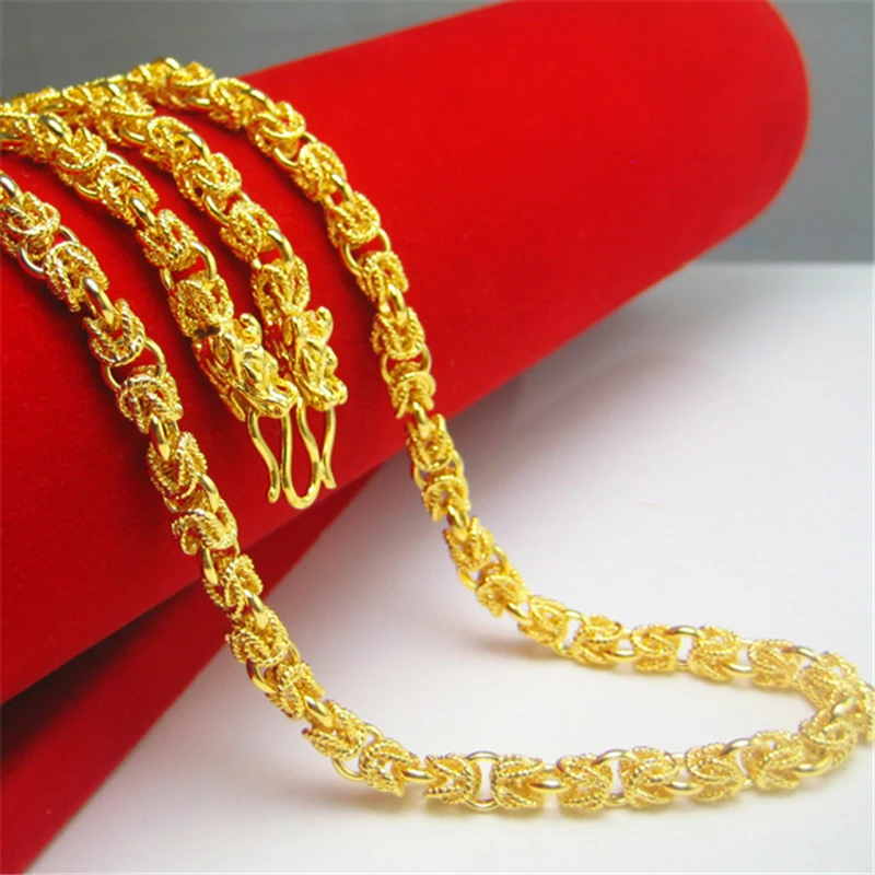 Collar de cadena de oro puro para hombre, gargantilla de moda de oro de 24k, collar de joyería Punk Rock Hip Hop para hombre, de fiesta| Collares cadena| - AliExpress