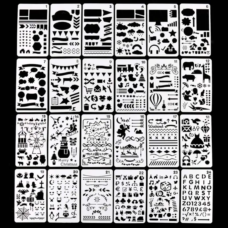 24 шт./компл. журнал рисунок шаблонная линейка трафарет доска для рисования DIY