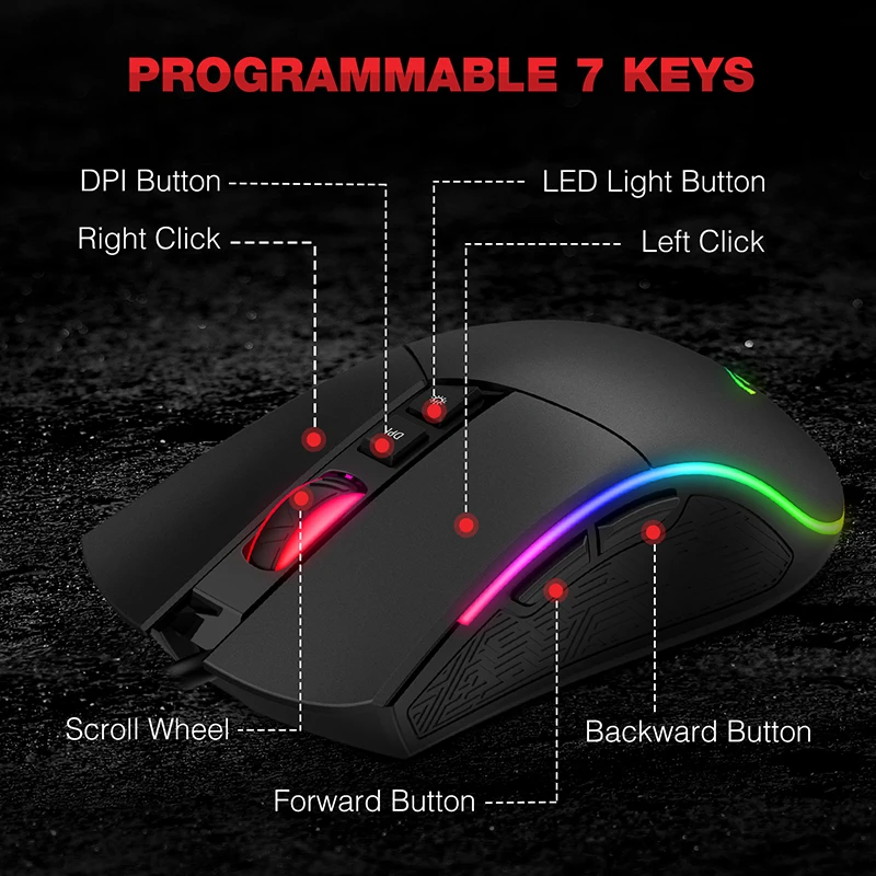  HAVIT Mechanical Keyboard Mouse Set 104 Keys Blue Switch Gaming Mouse RGB Light Wired USB For Russi