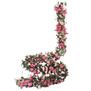 

8 Pcs Fake Rose Vine Artificial Flower Hanging Rose Vine Family Wedding Banquet Decoration(Green+Dark Pink+Light Pink)
