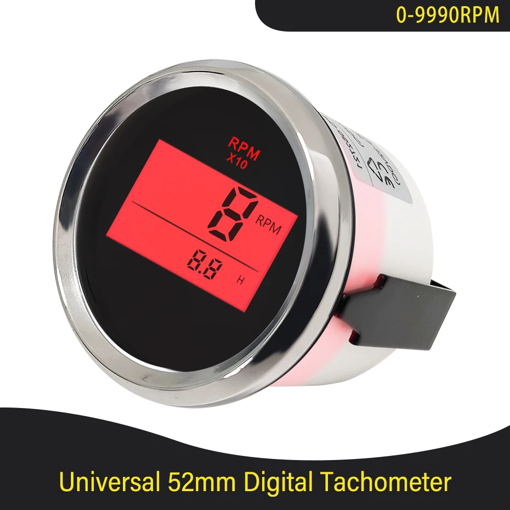 2''(52mm) Boat Led Digital Tachometer Engine Hourmeter 09990rpm Marine