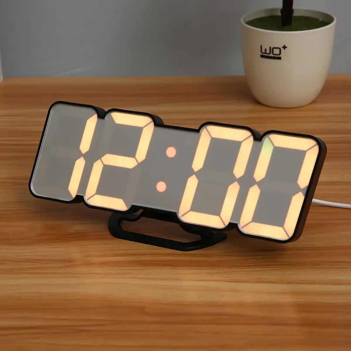 

115 RGB Color 3D LED Digital Clock Wall Clock Snooze Desk Alarm Clocks 12/24 Hour Calendar Thermometer Voice Remote Controller