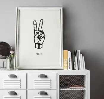 

Peace Sign Poster Nordic Abstract Print Black and white Canvas Print Home Decor Wall Art Decor No Frame