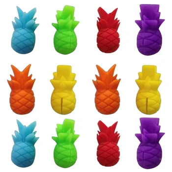 

12pcs Pineapple Shape Wine Glass Markers Silicone Wine Identifier Drinking Cup Sign (6 Colors)
